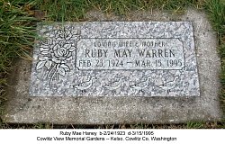 Picture of Ruby Warren headstone